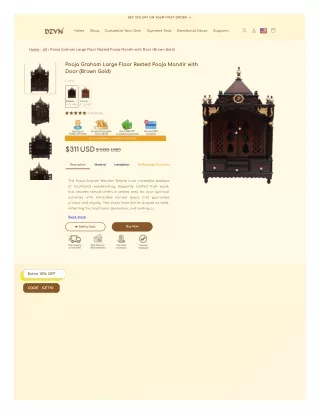 Pooja Graham Large Floor Rested Pooja Mandir with Door