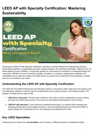 LEED AP with Specialty Certification_ Mastering Sustainability