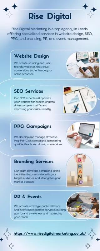 Rise Digital Marketing offering specialized services PPC, SEO, Web design