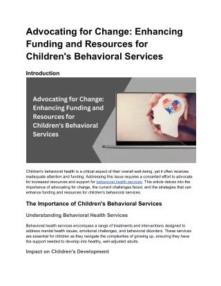 Advocating for Change_ Enhancing Funding and Resources for Children's Behavioral Services