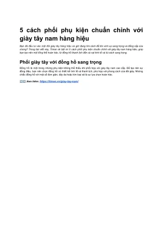 5 cach phoi phu kien chuan chinh voi giay tay nam hang hieu