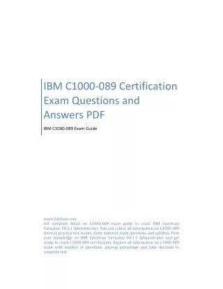 IBM C1000-089 Certification Exam Questions and Answers PDF