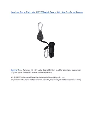 Iluminar Rope Ratchets 1/8" W/Metal Gears, 6ft/1.8m for Grow Rooms