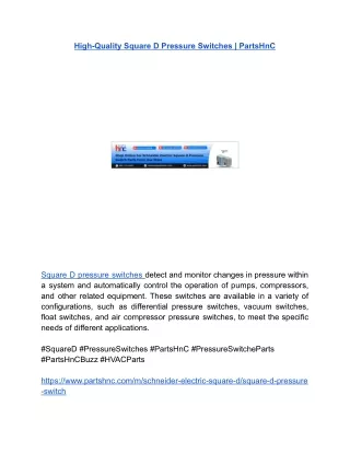 High-Quality Square D Pressure Switches _ PartsHnC