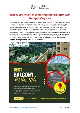 Balcony Safety Nets in Bangalore with Best Price