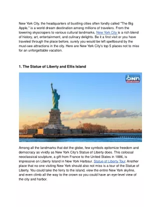 Top 5 Must-See Attractions in New York City