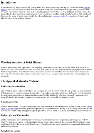 Wooden Watches UK: Where Classic Meets Contemporary