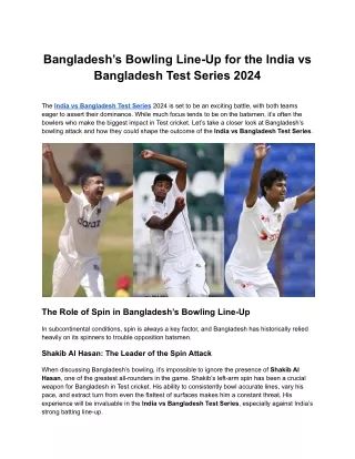 Bangladesh’s Bowling Line-Up for the India vs Bangladesh Test Series 2024 (1)