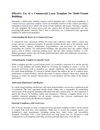 Effective Use of a Commercial Lease Template for Multi-Tenant Buildings