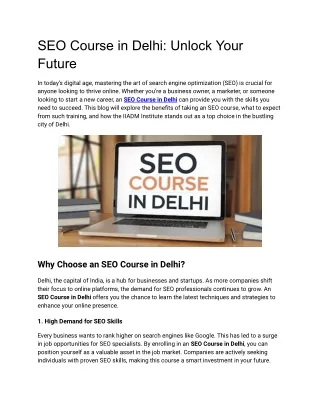 SEO Course in Delhi