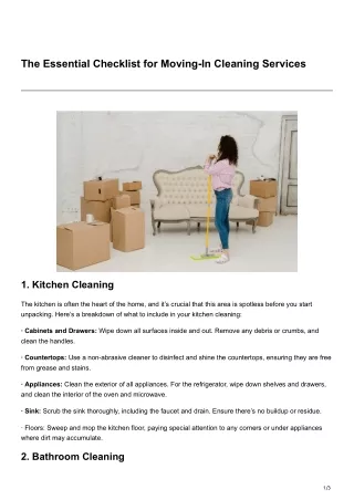 The Essential Checklist for Moving-In Cleaning Services