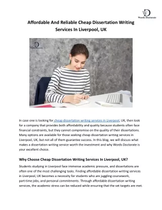 Cheap Dissertation Writing Services In Liverpool, UK