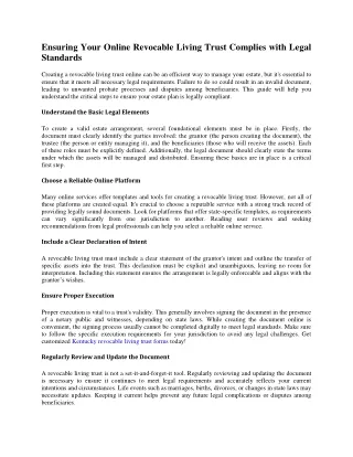 Ensuring Your Online Revocable Living Trust Complies with Legal Standards