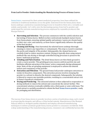 From Leaf to Powder Understanding the Manufacturing Process of Senna Leaves