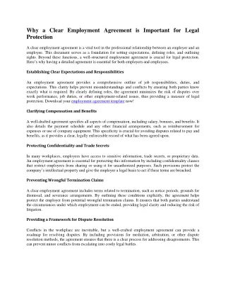 Why a Clear Employment Agreement is Important for Legal Protection