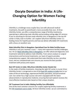 Oocyte Donation in India A Life-Changing Option for Women Facing Infertility