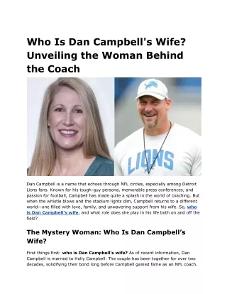 Who Is Dan Campbell's Wife_ Unveiling the Woman Behind the Coach