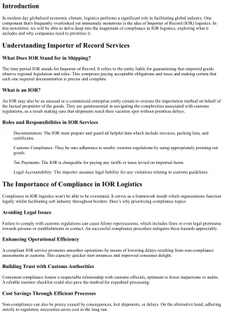 The Importance of Compliance in IOR Logistics