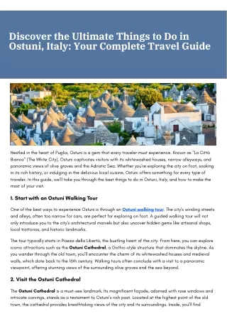 Discover the Best Things to Do in Ostuni, Italy