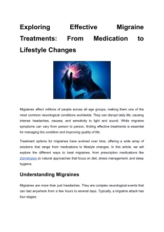 Exploring Effective Migraine Treatments_ From Medication to Lifestyle Changes