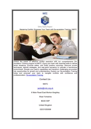 Mastering Conflict: Empower Your Team with De-escalation Training | NNTC