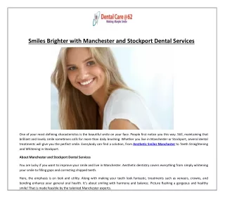 Smiles Brighter with Manchester and Stockport Dental Services