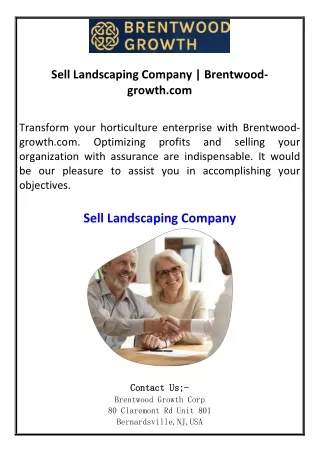 Sell Landscaping Company  Brentwood-growth.com