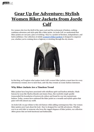 Gear Up for Adventure_ Stylish Women Biker Jackets from Jorde Calf