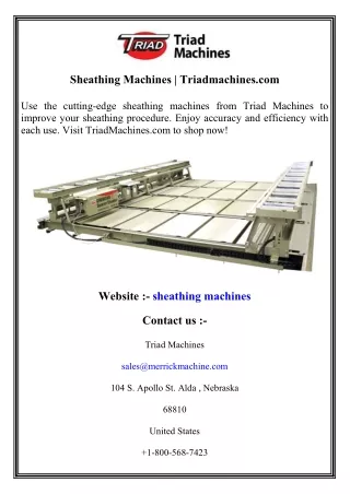 Sheathing Machines   Triadmachines.com