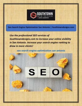 Seo Search Engine Optimization San Antonio  Southtowndesigns.com