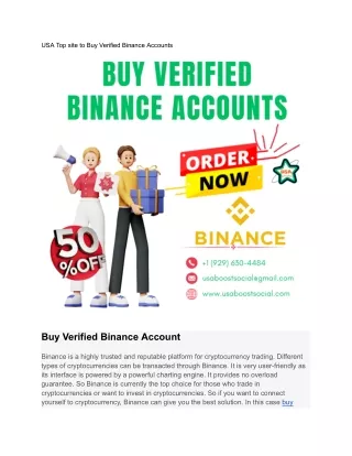 USA Top site to Buy Verified Binance Accounts