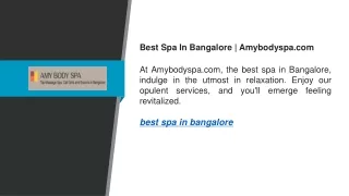 Best Spa In Bangalore  Amybodyspa.com