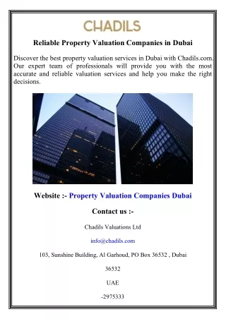 Reliable Property Valuation Companies in Dubai