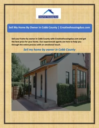 Sell My Home By Owner In Cobb County  Creativehousingduo.com