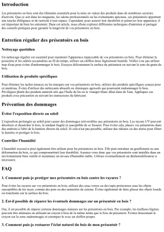 Entretien et Durabilité des Présentoirs en Bois