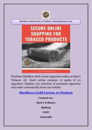 Marlboro Gold Carton 10 Packets | Samstobaccoau.com