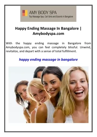 Happy Ending Massage In Bangalore Amybodyspa.com