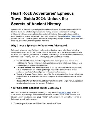 Heart Rock Adventures' Ephesus Travel Guide 2024_ Unlock the Secrets of Ancient History