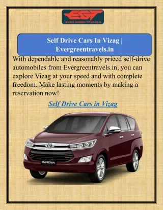 Self Drive Cars In Vizag  Evergreentravels.in