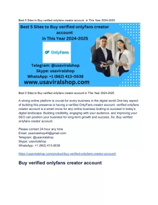 Best 5 Sites to Buy verified onlyfans creator account  in This Year 2024-2025