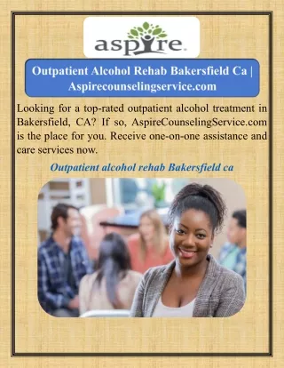 Outpatient Alcohol Rehab Bakersfield Ca   Aspirecounselingservice.com