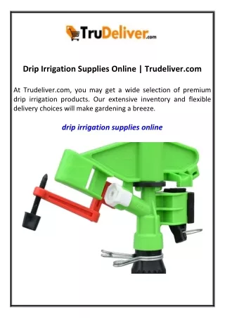 Drip Irrigation Supplies Online  Trudeliver.com