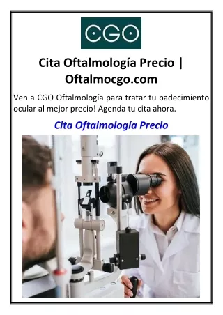 Cita Oftalmología Precio | Oftalmocgo.com