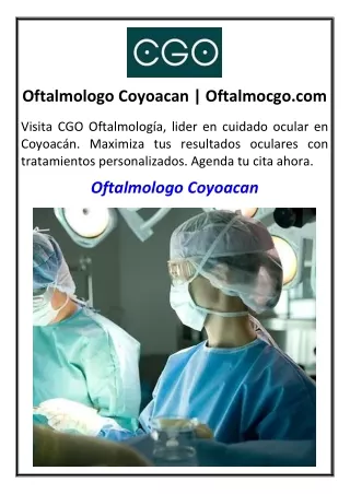 Oftalmologo Coyoacan | Oftalmocgo.com