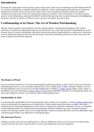 Craftsmanship at its Finest: The Art of Wooden Watchmaking