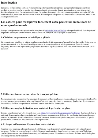 Les astuces pour transporter facilement votre présentoir en bois lors de salons
