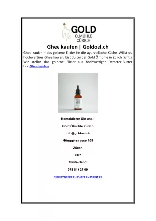 Ghee kaufen | Goldoel.ch