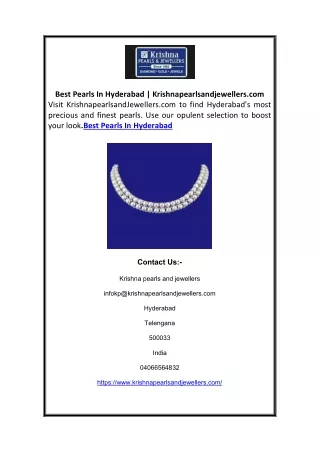 Best Pearls In Hyderabad | Krishnapearlsandjewellers.com