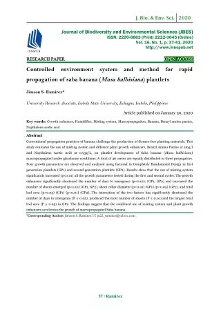 Controlled environment system and method for rapid propagation of saba banana