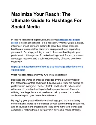 Maximize Your Reach: The Ultimate Guide to Hashtags For Social Media